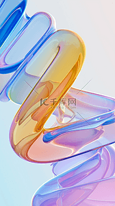 流体炫彩背景图片_炫彩玻璃丝带抽象透明流体丝带设计图