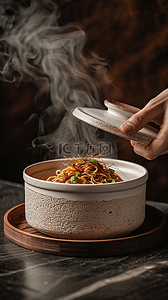 手绘线描砂锅背景图片_中餐美食美味热菜背景