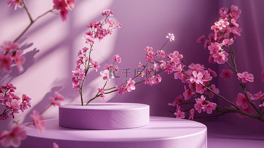花卉合成背景图片_展台花卉粉色合成创意素材背景