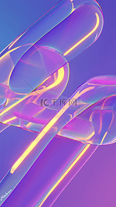 炫彩玻璃丝带抽象透明流体丝带素材