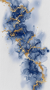 鎏金扎染背景图片_蓝金水墨蓝金大理石纹理鎏金纹理背景