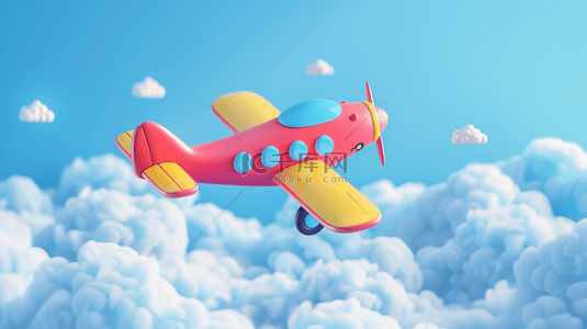 六一儿童节梦想飞机3D直升飞机素材