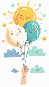 气球卡通背景背景图片_六一儿童节彩色卡通涂鸦气球背景