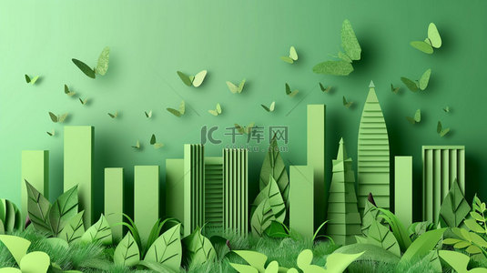kt板背景板背景图片_绿色城市模型合成创意素材背景