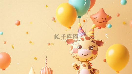过生日吹蜡烛背景图片_动物气球生日合成创意素材背景