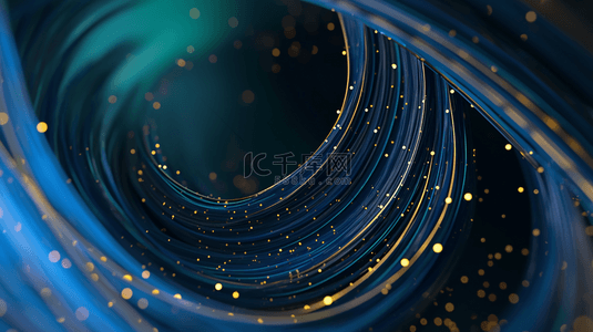 空间蓝背景图片_科技三维鎏金螺旋旋涡空间背景