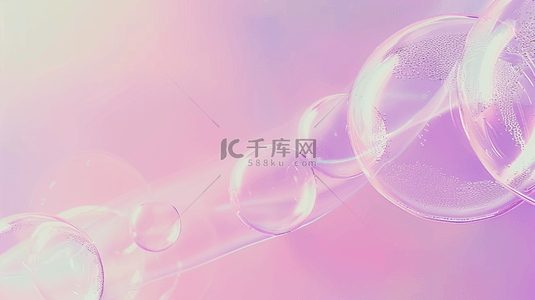 晶莹透明水珠背景图片_618夏天粉紫色补水妆品水分子水珠素材