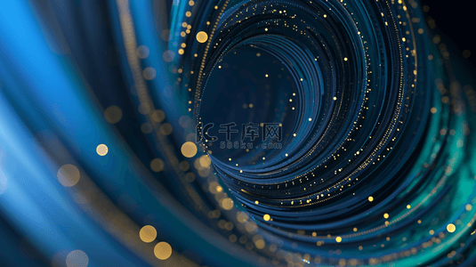 空间蓝背景图片_科技三维鎏金螺旋旋涡空间背景