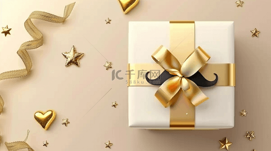 父亲节促销金色礼物盒背景素材