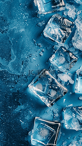 清凉夏日冰块背景图片_夏天蓝色冰块清凉冰块背景