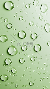 晶莹透明水珠背景图片_618夏天草绿色补水妆品水分子水珠背景