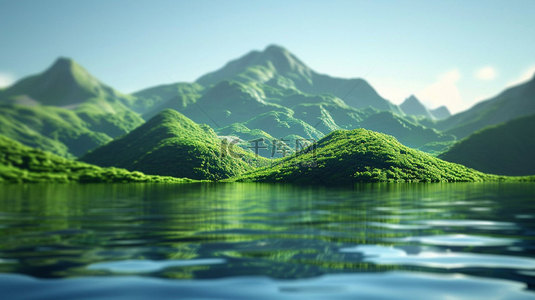 山水风景绿色合成创意素材背景