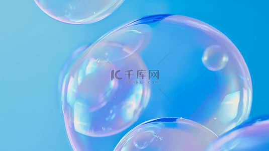 实拍水花背景图片_蓝紫色618夏天补水透明玻璃质感气泡素材
