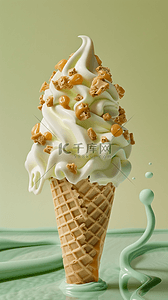 清凉可爱背景图片_夏日清凉饮品抹茶味冰淇淋设计图