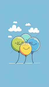 彩色可爱气球背景图片_六一儿童节彩色卡通涂鸦气球背景