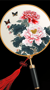花鸟传统背景图片_古风中式传统工艺品团扇宫扇背景