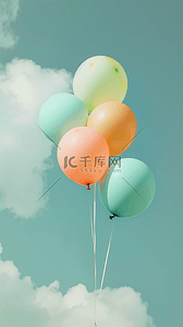 六一儿童节蓝天里的五彩气球设计