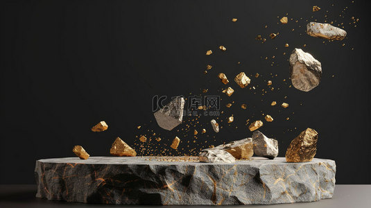 石头素材背景图片_展台石头神秘合成创意素材背景
