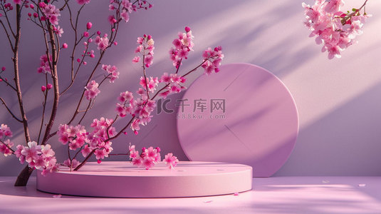 花卉背景素材背景图片_展台花卉粉色合成创意素材背景