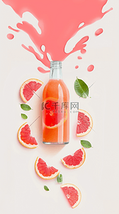 清凉夏天果汁背景图片_夏日冷饮清凉饮品草莓西瓜饮料果汁1图片