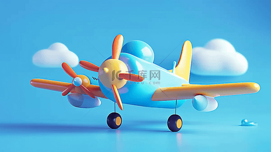 六一儿童节梦想飞机3D直升飞机背景素材