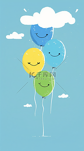 鲸鱼线描背景图片_六一儿童节彩色卡通涂鸦气球背景