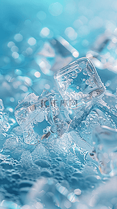 蓝色冰块背景图片_夏天蓝色冰块清凉冰块背景3