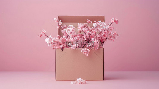 纸盒花束唯美合成创意素材背景