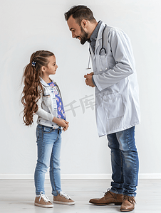 拜访年轻医生的小女孩