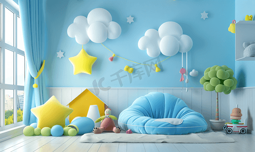 免抠png气球摄影照片_明亮的儿童房