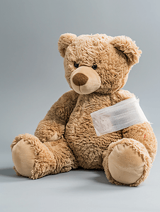 受伤的泰迪熊白底带绷受伤的泰迪熊带绷