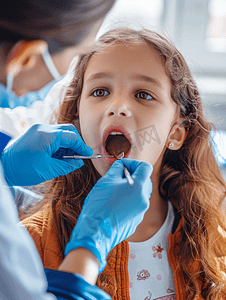 儿童耳鼻喉科医生检查女孩的喉咙
