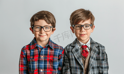 关爱儿童视力摄影照片_需要佩戴眼镜的小学男生