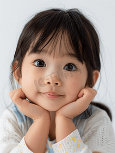 孩子的未来未来摄影照片_白色背景的可爱亚洲儿童的肖