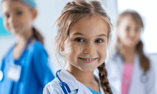 治疗卫生保健和医疗医疗用品可爱的小女孩和医生