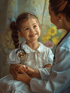 医院医生给小女孩看病