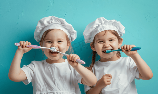 人像摄影照片_女医生指导儿童正确刷牙方式
