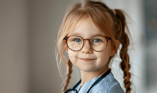 医生给小女孩配眼镜
