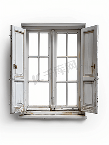 设置白色的窗户和门孤立在白色背景上