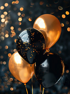 黑色和金色气球庆祝照片