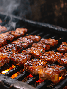 热炭烤猪肉这种食物是韩式或日式烧烤风格
