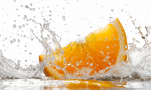 橙色与飞溅孤立在白色背景上橙汁照片修饰