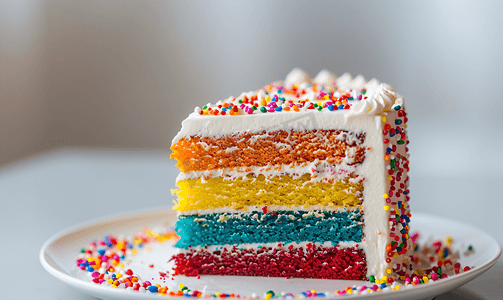 生日蛋糕蛋糕摄影照片_多彩生日蛋糕甜蜜清新背景生日快乐蛋糕简单彩虹蛋糕