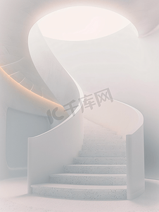 漩涡楼梯摄影照片_在明亮的内部的螺旋楼梯