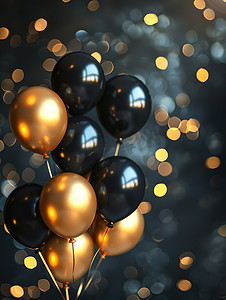 黑色和金色气球庆祝图片