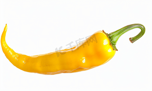 辣椒绘画摄影照片_白色背景下孤立的黄椒