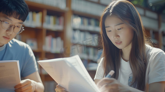 大学高清摄影照片_图书馆学生备战考试高清图片