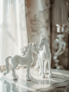 室内装饰玩具昂贵的室内装饰中的白色装饰陶瓷马