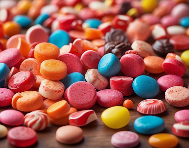彩色多色摄影照片_多色糖果彩色糖果缤纷色彩糖果年货果味彩色糖果