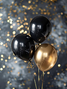 黑色和金色气球庆祝高清图片